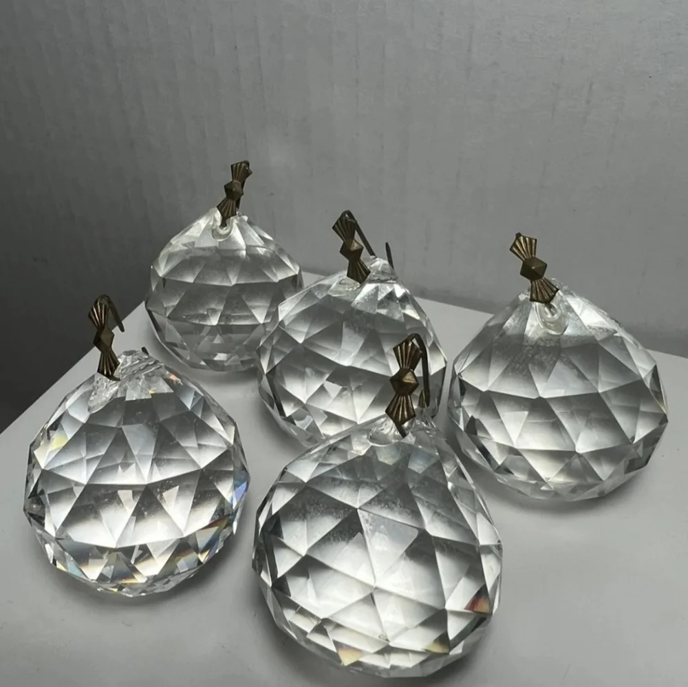 Vintage Crystal Glass Round Prisms for  Chandelier 1.5” Diameter Lot of 5 - Picture 3 of 4